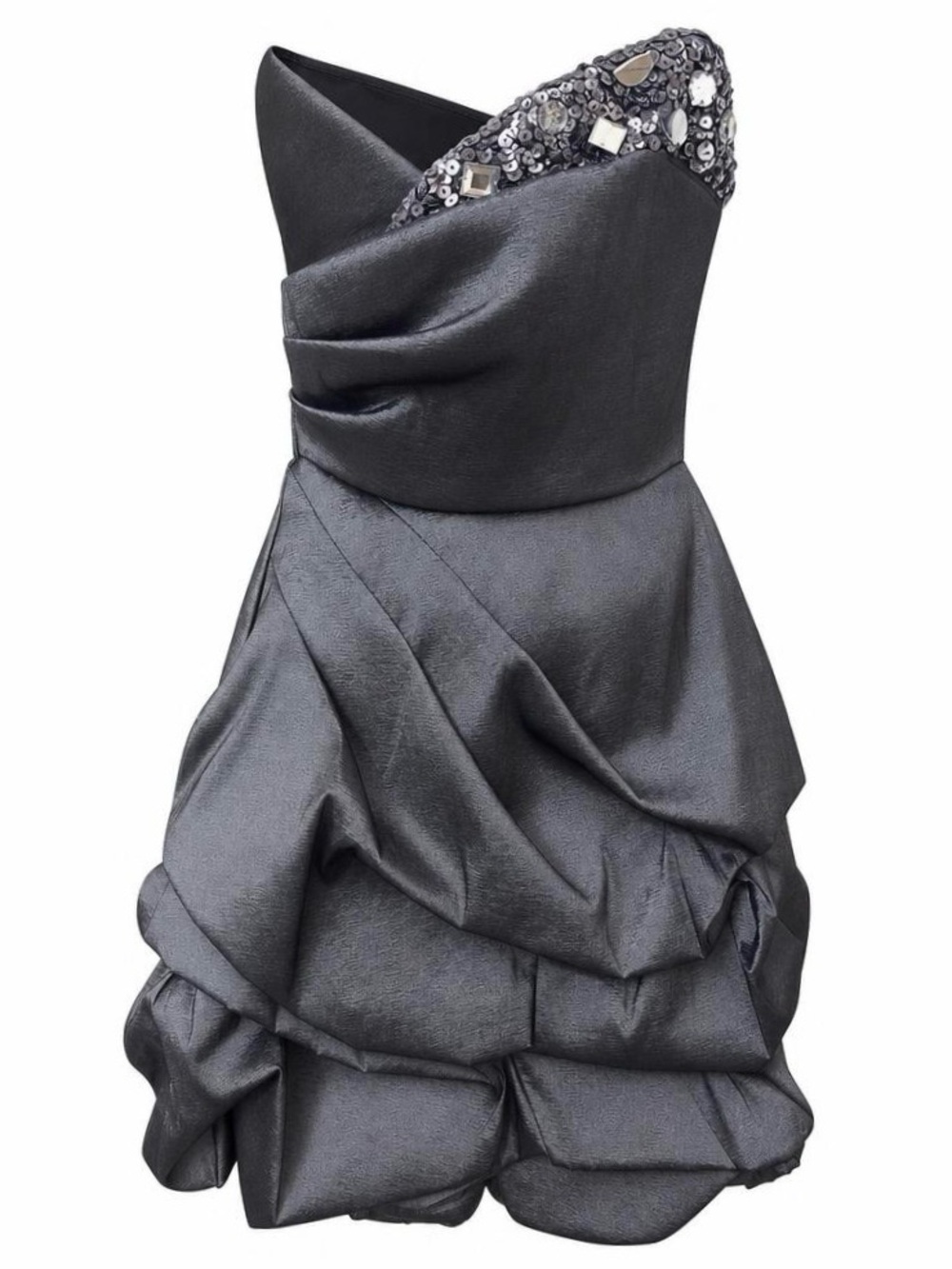 Teeze Me Womens Gunmetal Gray Strapless Sequin Bubble Skirt‎ Party  Dress Size 3